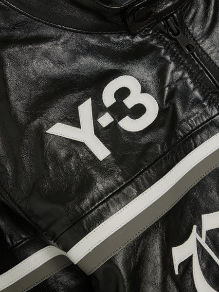 Y-3 x NBHD Leather Racer Jacket, Black