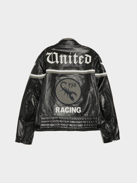 Y-3 x NBHD Leather Racer Jacket, Black