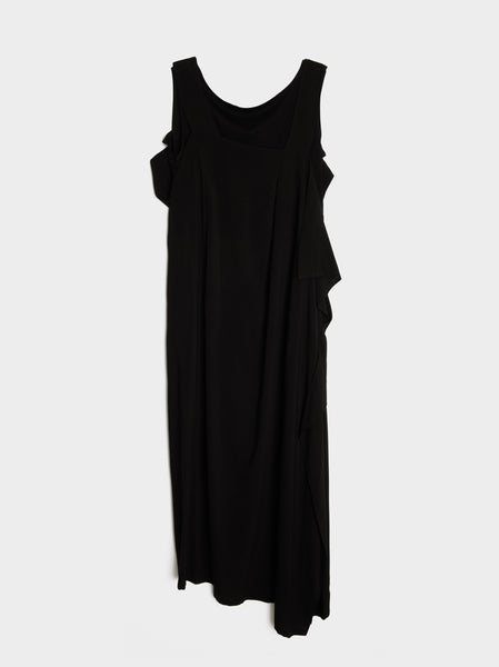 U-Front Tuck Dress, Black