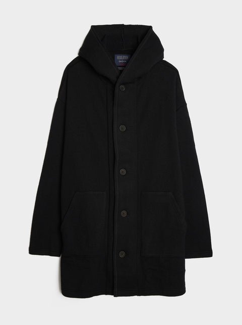 W/NY Fleece Re Hooded Coat, Black