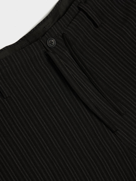 Pin Stripe China String Pants, Black