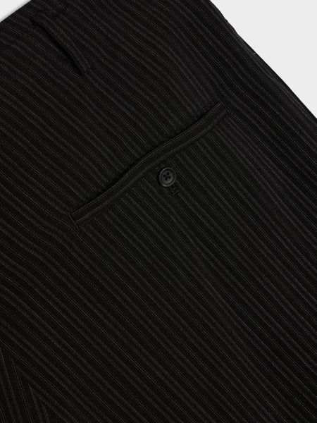 Pin Stripe China String Pants, Black