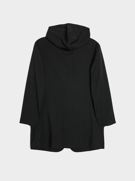 Wrinkle Gabardine Hooded Jacket, Black