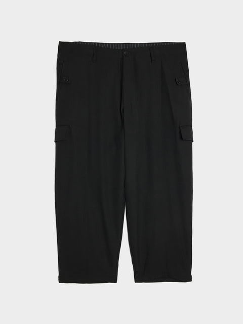 Wool Gabardine Tab Wide Pant, Black