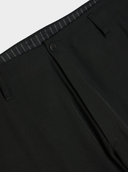 Wool Gabardine Tab Wide Pant, Black