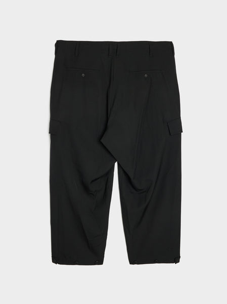 Wool Gabardine Tab Wide Pant, Black