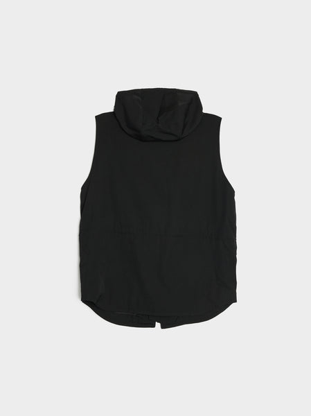 Wrinkle Gabardine Hooded Vest, Black