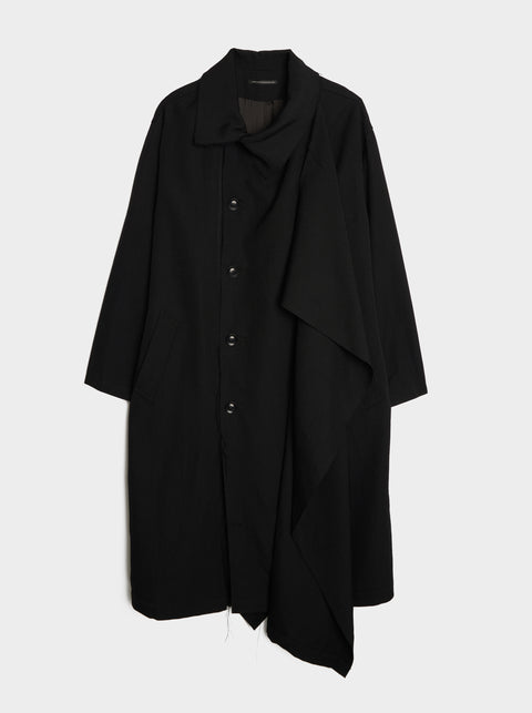 O-Left Front Plush Coat, Black