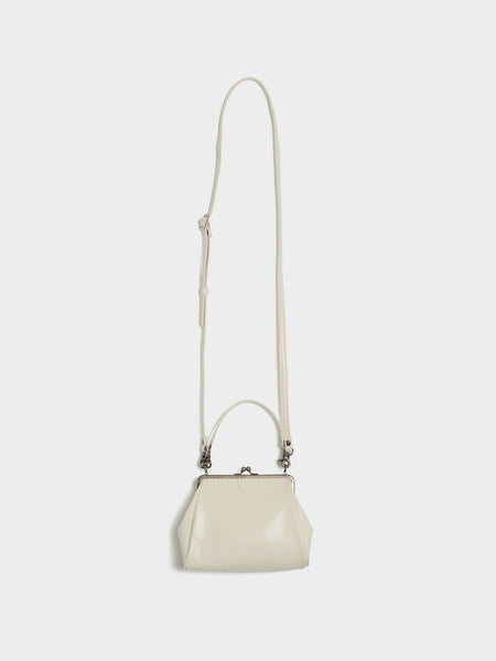 Shoulder Bag W/ Metal Clasp, Off White