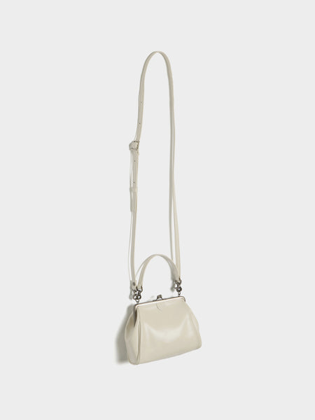 Shoulder Bag W/ Metal Clasp, Off White