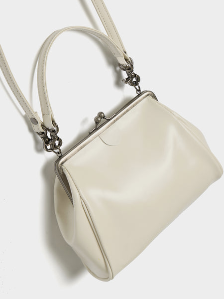 Shoulder Bag W/ Metal Clasp, Off White