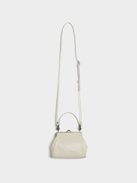 Shoulder Bag W/ Metal Clasp, Off White