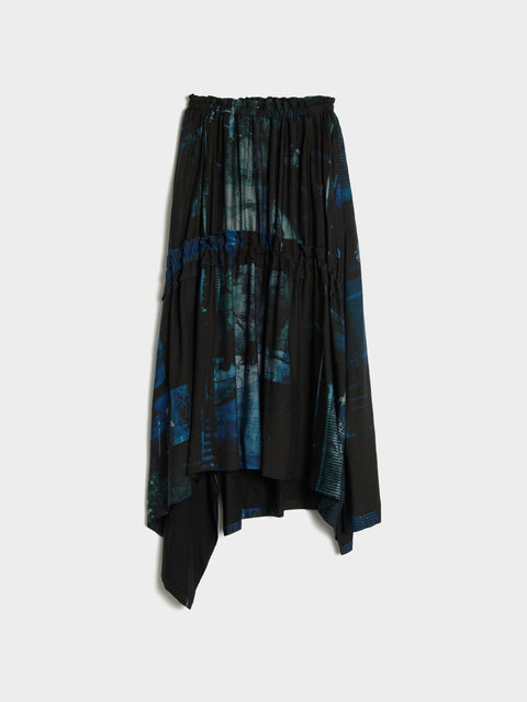KA- Shirring Skirt, Blue