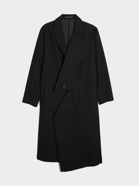 O-Left Front Cut Coat, Black