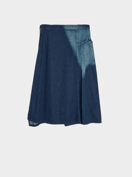 O-Triangle Gusset Flare Skirt, Indigo