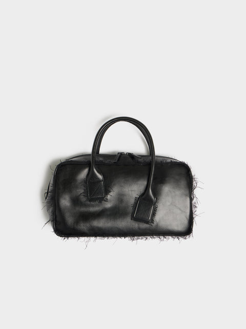 Asymmetric Handle Boston Bag, Black
