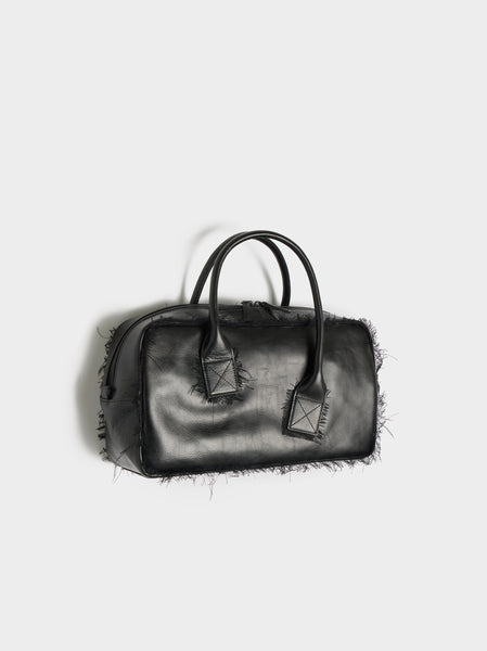 Asymmetric Handle Boston Bag, Black