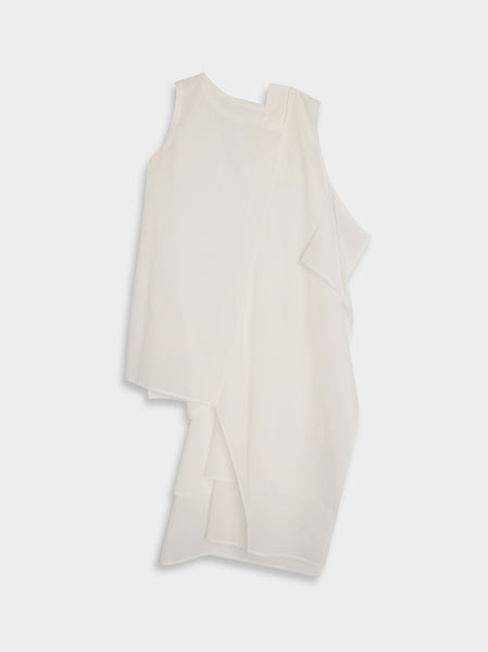 O-Doubled Left Sleeveless Blouse, White