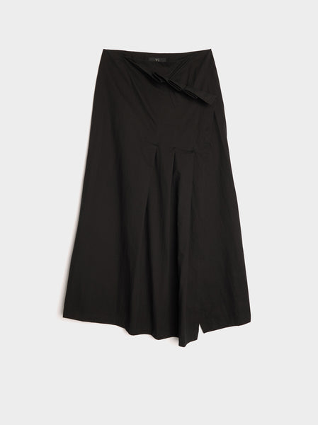 H-Pleated Wrap Skirt, Black