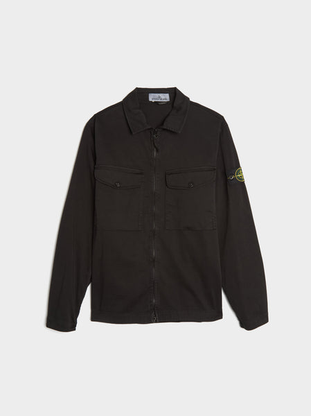 Stretch Cotton Overshirt, Black