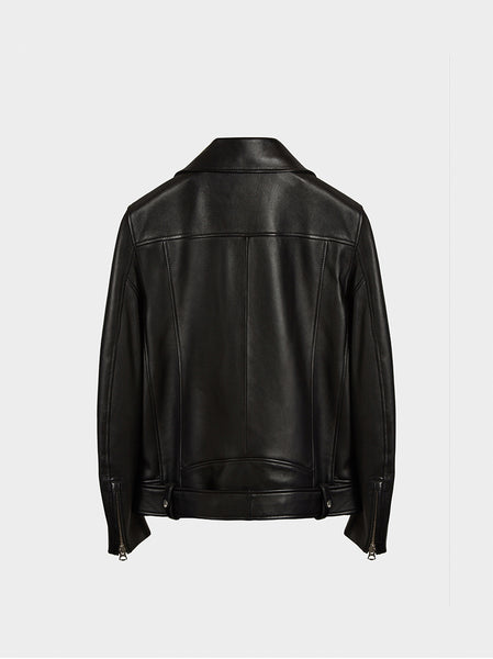 Nate Clean Leather Jacket, Black
