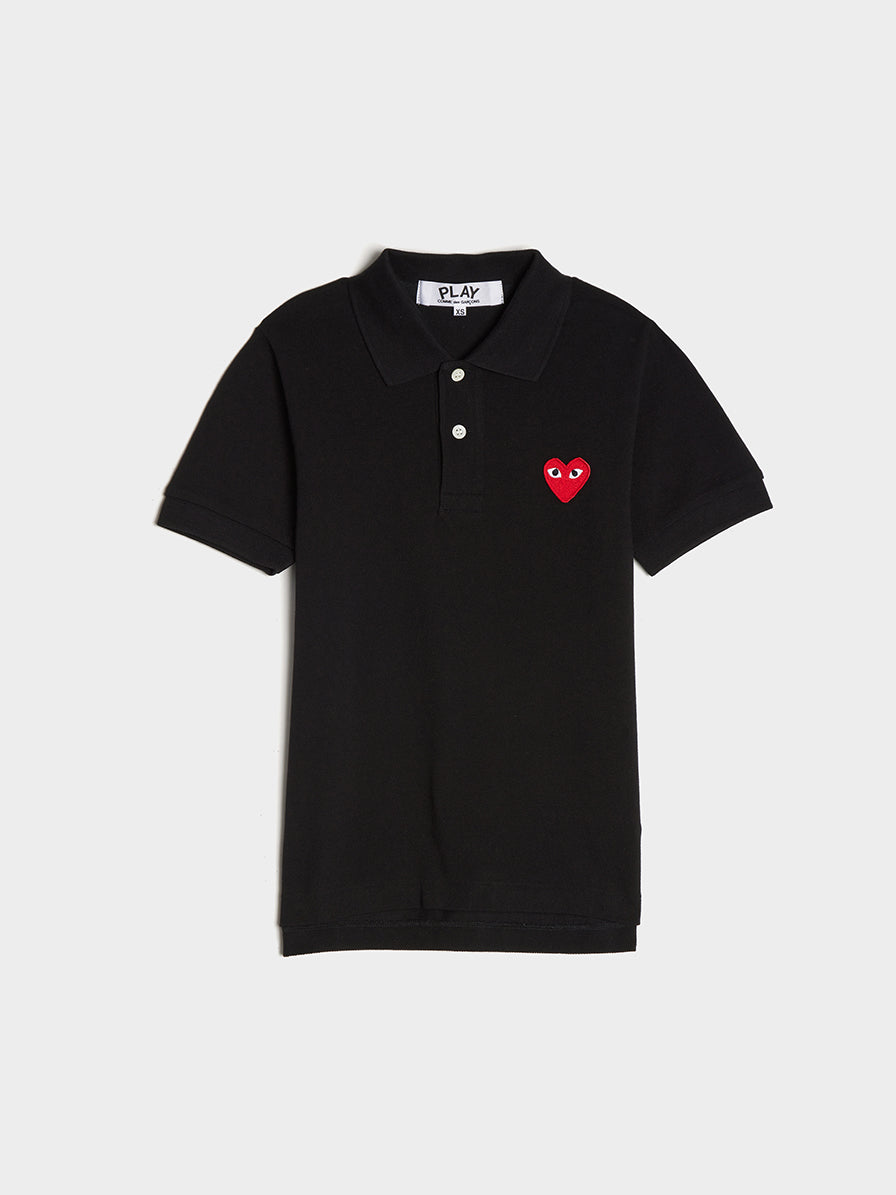 Heart Logo Cotton Polo Shirt in Red - Comme Des Garcons Play Kids