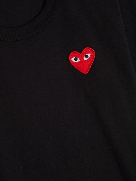 Women Red Heart Play T-Shirt, Black