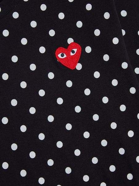 Men Red Heart Play Polka Dot T-Shirt, Black