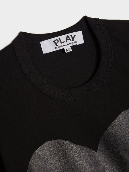 Women Play Large Heart T-Shirt, Black