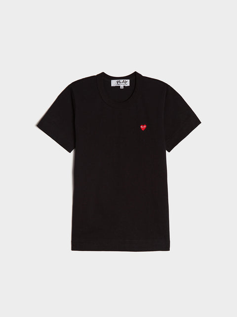 Women Little Red Heart Play T-Shirt, Black