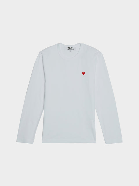 Men Mini Heart Long Sleeve T-Shirt, White