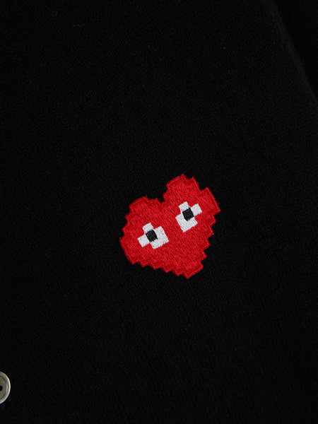 Women Red Heart Cardigan, Black