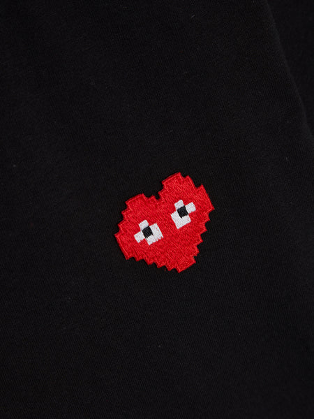 Women Invader Pixelated Red Heart T-Shirt, Black