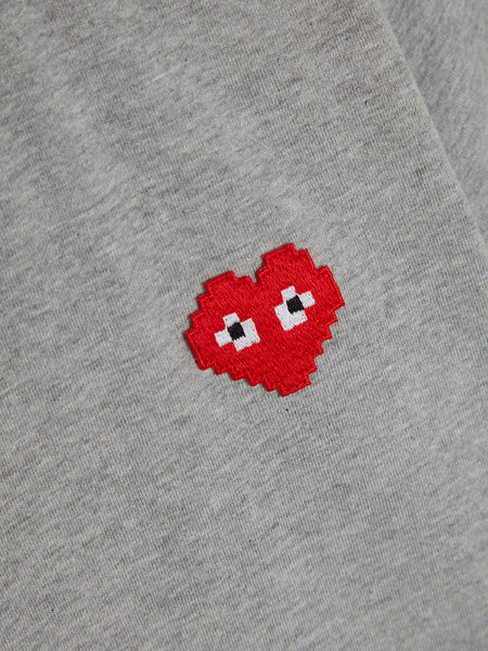 Women Invader Pixelated Red Heart T-Shirt, Grey