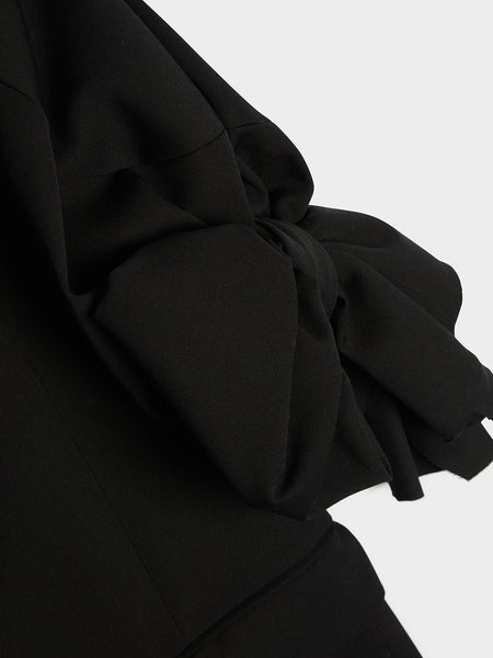 Hard Twisted Wool Gabardine Short Sleeve Blazer, Black