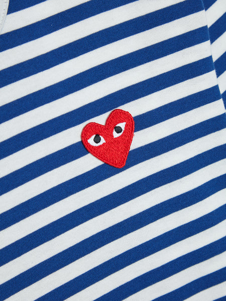 Men Red Heart Play Striped T-Shirt, Navy