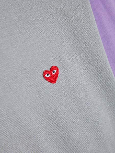 Women Small Red Heart Bi-Colour T-Shirt, Grey / Purple