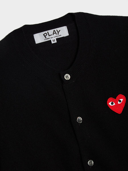 Women Red Heart Play Cardigan, Black