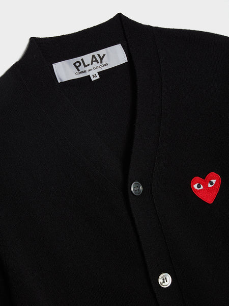 Men Red Heart Play Cardigan, Black