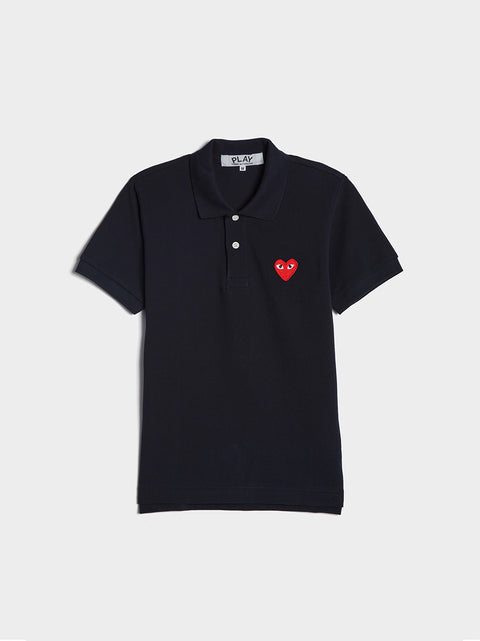 Women Red Heart Play Polo Shirt, Navy