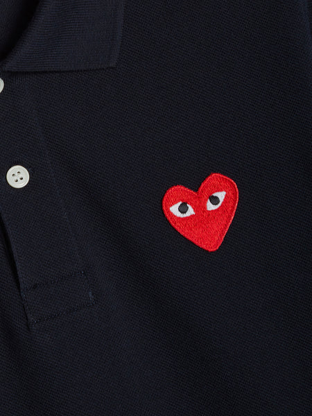 Women Red Heart Play Polo Shirt, Navy