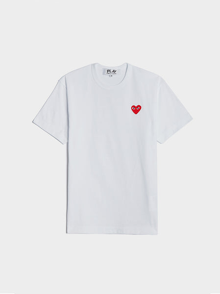 Men Red Heart Play T-Shirt, White