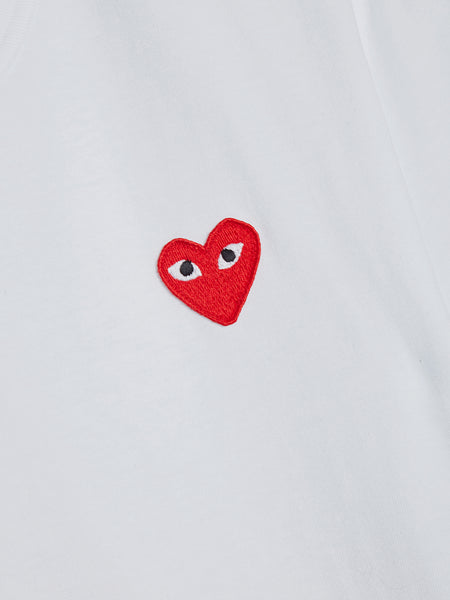Men Red Heart Play T-Shirt, White