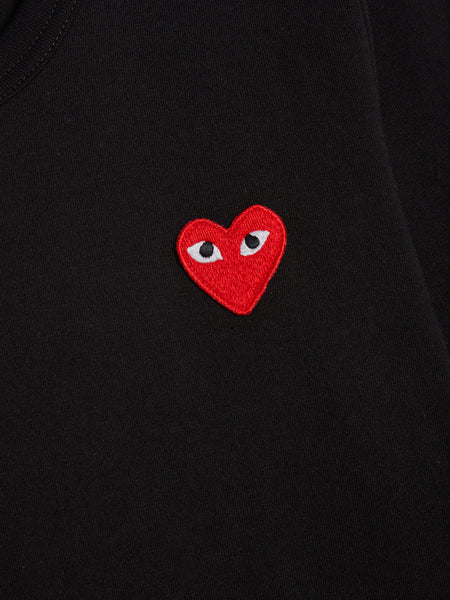 Women Red Heart Play Long Sleeve T-Shirt, Black