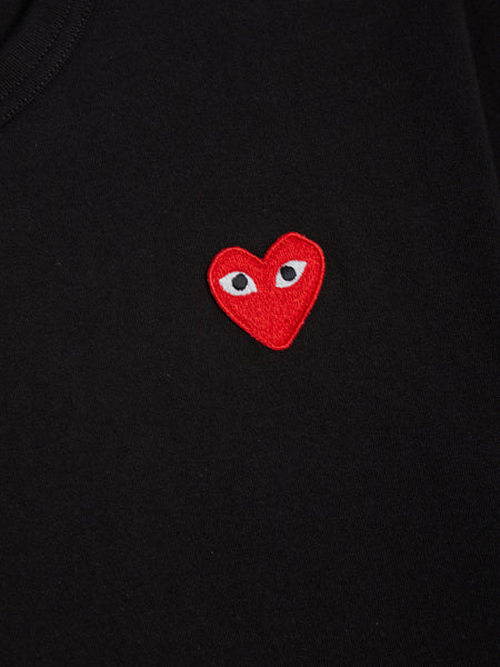 Men Red Heart Play Long Sleeve T-Shirt, Black