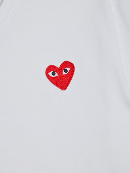 Men Red Heart Play Long Sleeve T-Shirt, White