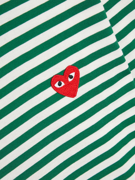Men Red Heart Play Striped T-Shirt, Green