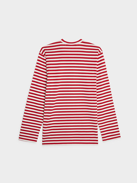 Men Red Heart Play Striped T-Shirt, Red