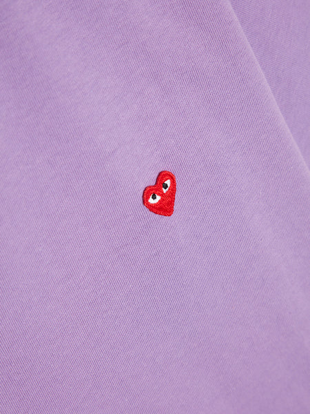 Women Small Red Heart T-Shirt, Purple