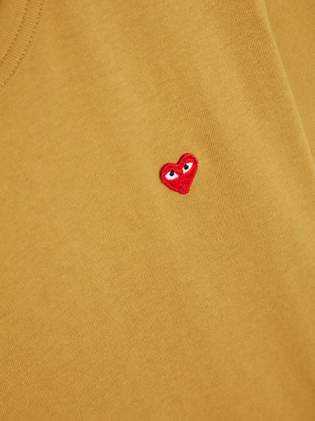 Women Small Red Heart T-Shirt, Olive